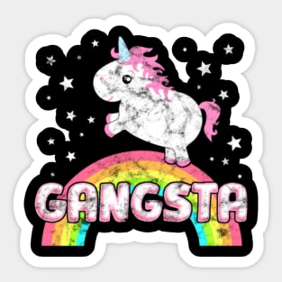 Cute Ironic Gangsta Music Festival Party Unicorn-aCWct Sticker